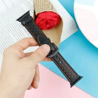 بند اپل واچ چرمی خالخالی 42/44mm مشکی نارنجی