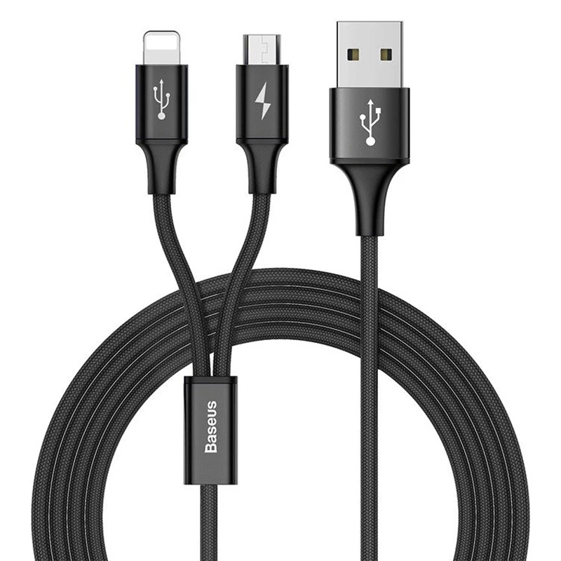 کابل 2 سر فست شارژ Baseus CAML-SU13 3A 1.2m