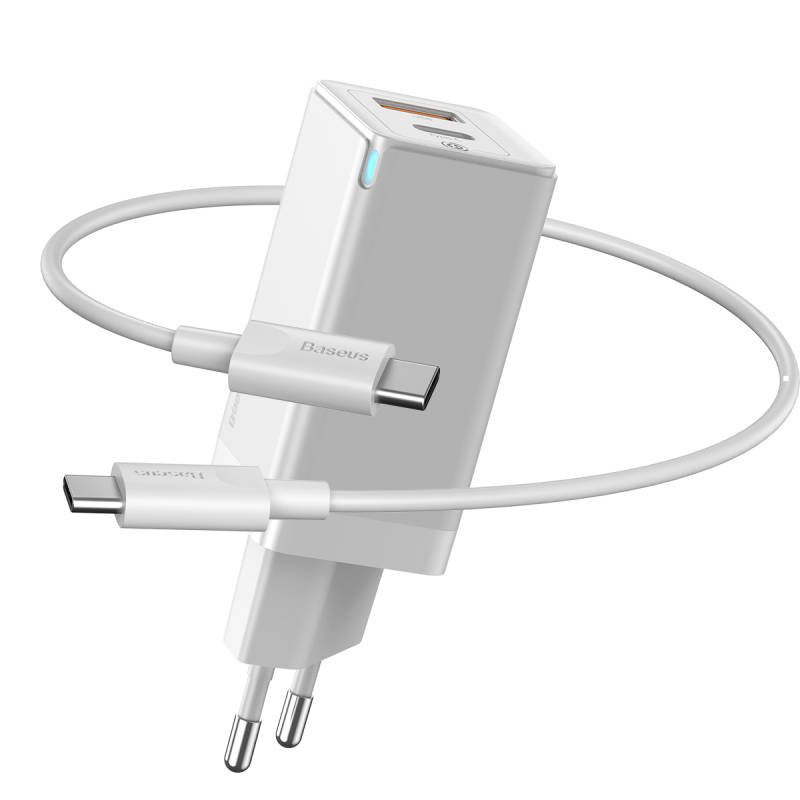 شارژر دیواری فست شارژ Baseus CCGAN-Q QC3 PD 45W + کابل Type-C