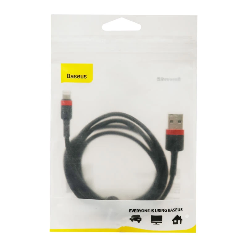 کابل کنفی آیفونی Baseus Cafule CALKLF-B 2.4A 1m پک شرینک