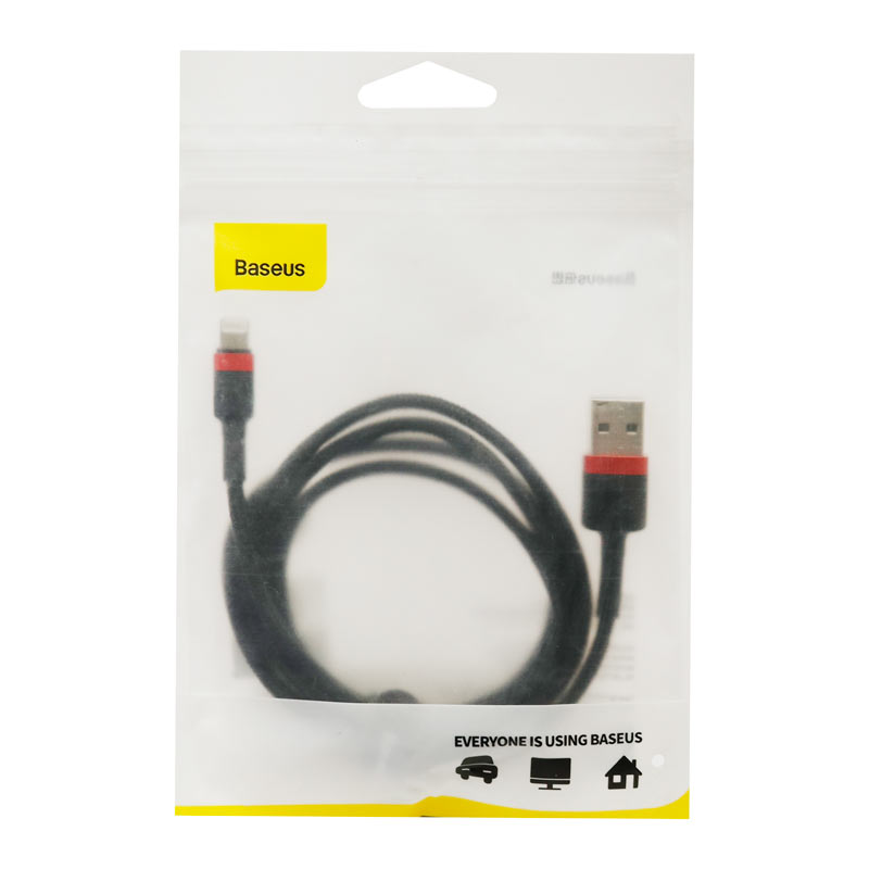 کابل کنفی آیفونی Baseus Cafule CALKLF-B 2.4A 1m پک شرینک