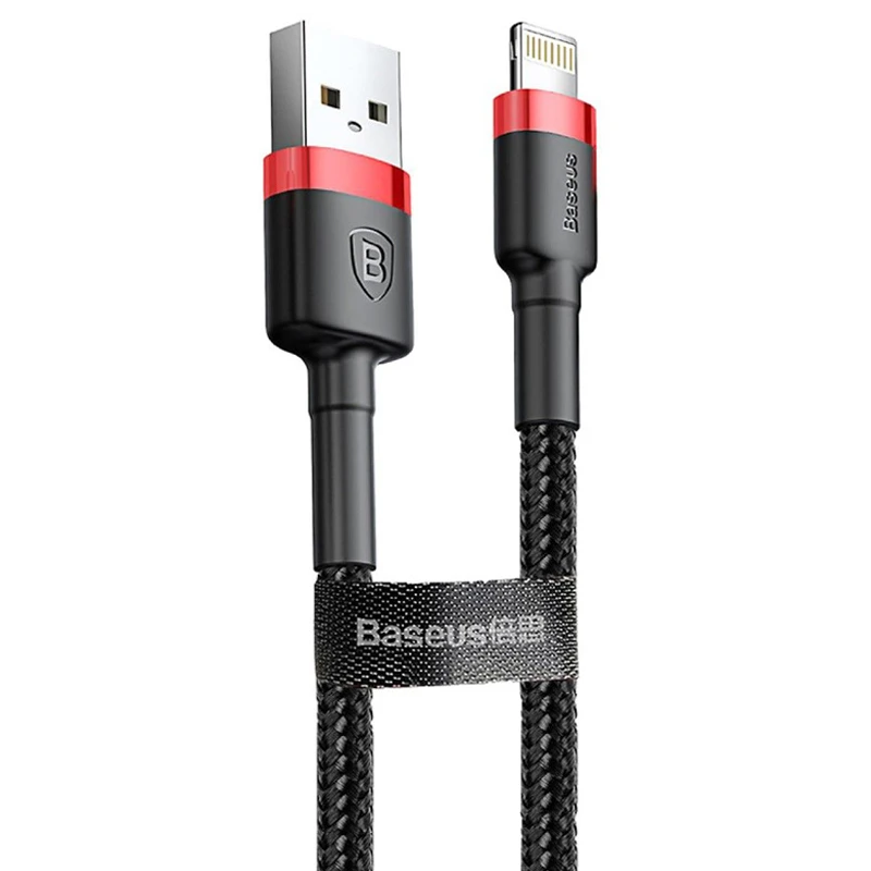 کابل کنفی آیفونی Baseus Cafule CALKLF-B 2.4A 1m پک شرینک