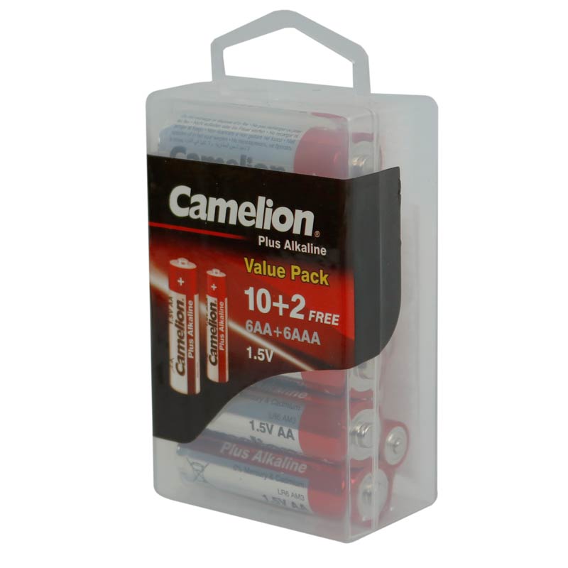 پک 6+6 باتری قلمی و نیم قلمی Camelion Plus Alkaline 1.5V
