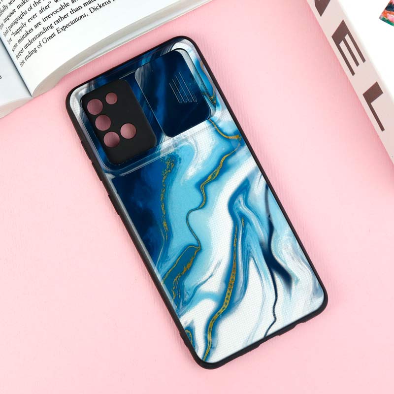 قاب طرحدار محافظ لنز دار کشویی Blue سامسونگ A31