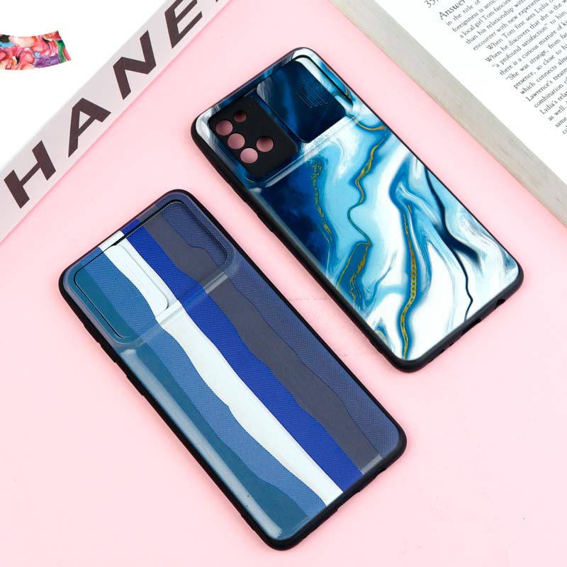 قاب طرحدار محافظ لنز دار کشویی Blue سامسونگ A31