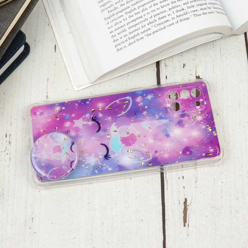 قاب محافظ لنزدار رزین طرح یونیکورن پاپ سوکت دار Samsung A31