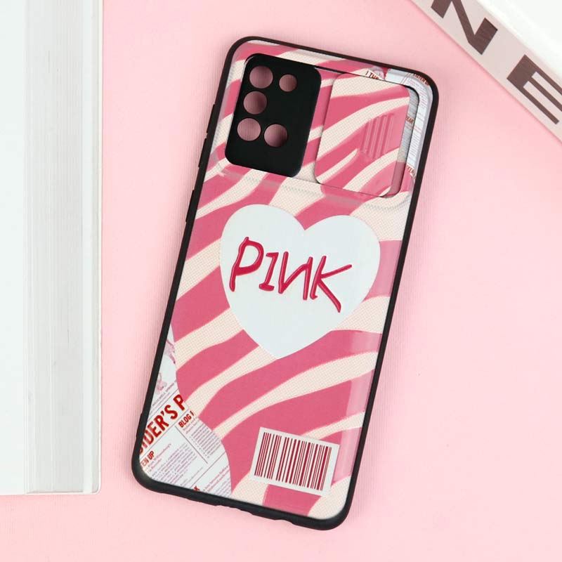 قاب طرحدار محافظ لنز دار کشویی Pink سامسونگ A31
