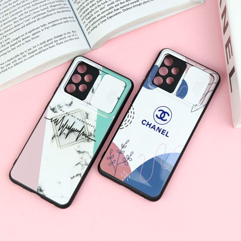 قاب طرحدار محافظ لنز دار کشویی Pink سامسونگ A32 4G