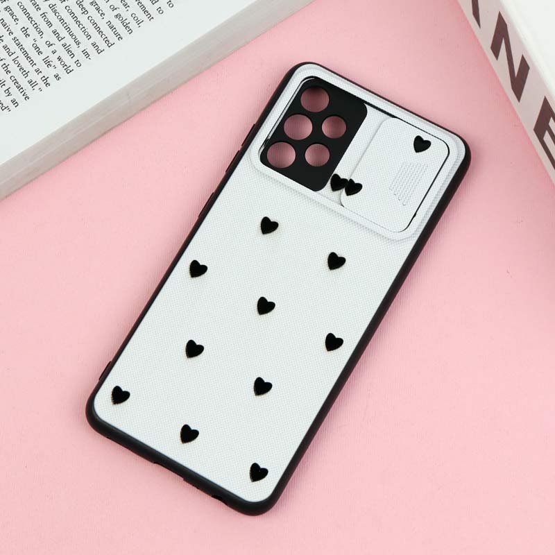 قاب طرحدار محافظ لنز دار کشویی قلبی سامسونگ A32 4G