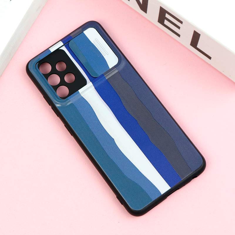 قاب طرحدار محافظ لنز دار کشویی Blue سامسونگ A32 4G