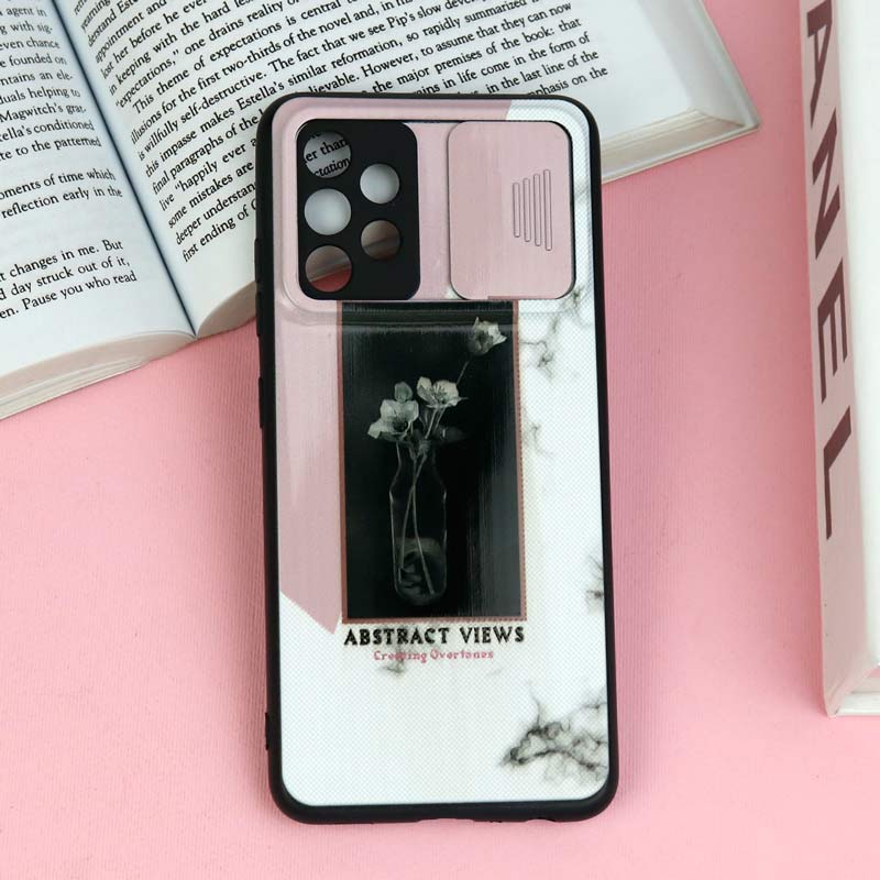 قاب طرحدار محافظ لنز دار کشویی Pink سامسونگ A32 4G