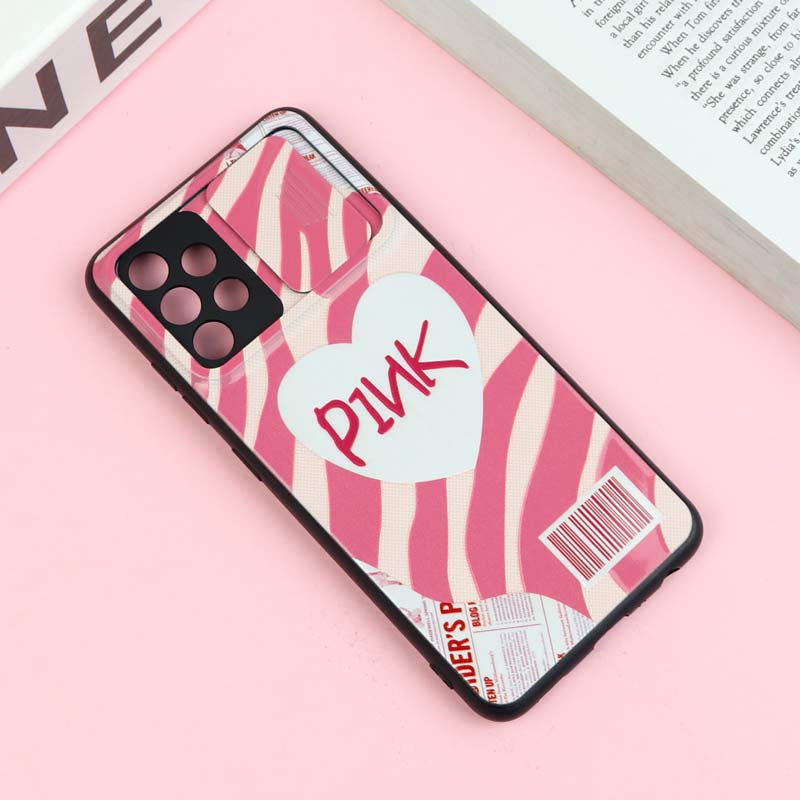 قاب طرحدار محافظ لنز دار کشویی Pink سامسونگ A32 4G