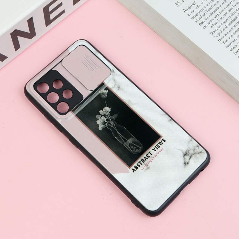 قاب طرحدار محافظ لنز دار کشویی Pink سامسونگ A32 4G