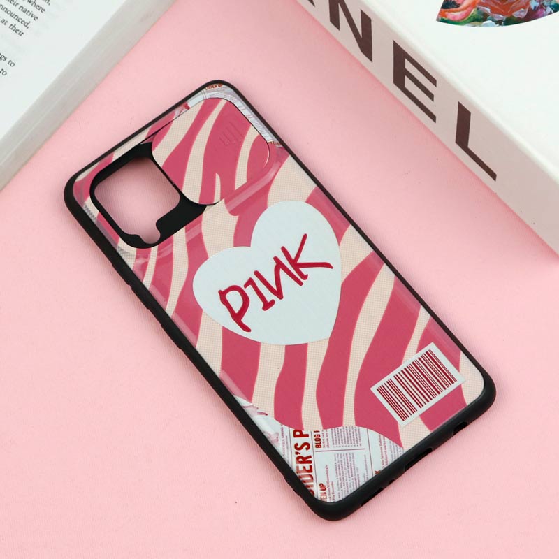 قاب طرحدار محافظ لنز دار کشویی Pink سامسونگ Samsung Galaxy A42 5G