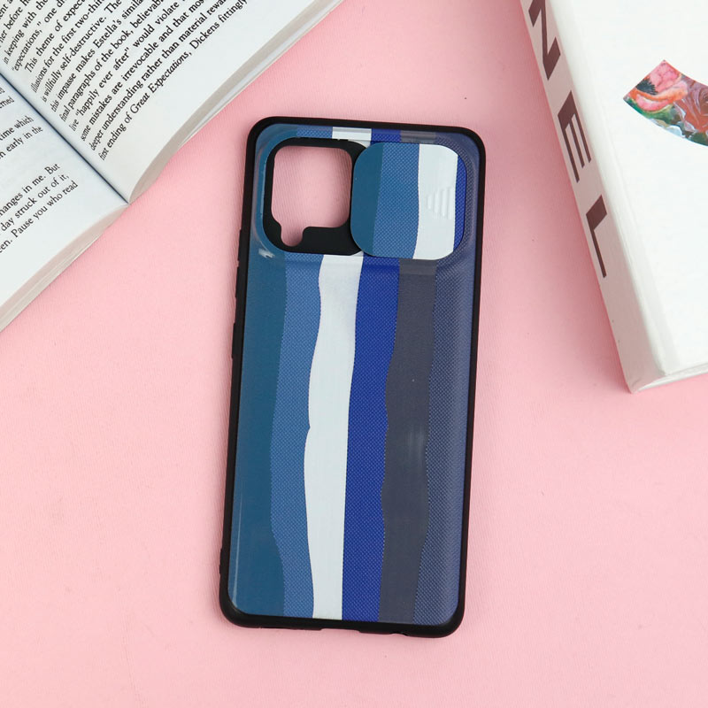 قاب طرحدار محافظ لنز دار کشویی Blue سامسونگ Samsung Galaxy A42 5G