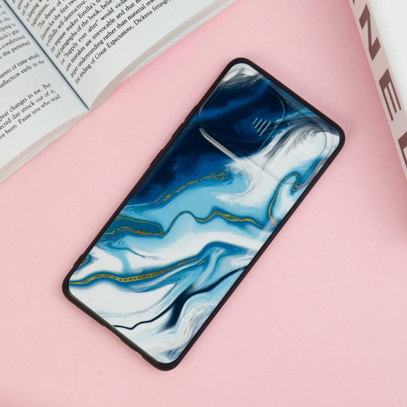 قاب طرحدار محافظ لنز دار کشویی Blue سامسونگ Samsung Galaxy A42 5G