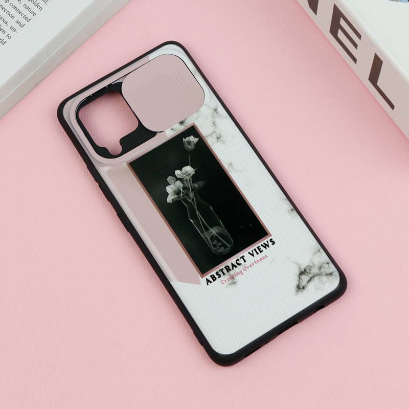 قاب طرحدار محافظ لنز دار کشویی Pink سامسونگ Samsung Galaxy A42 5G