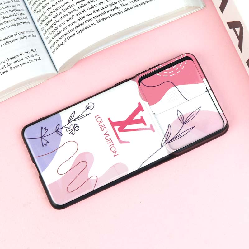 قاب طرحدار محافظ لنز دار کشویی Pink سامسونگ S20 FE