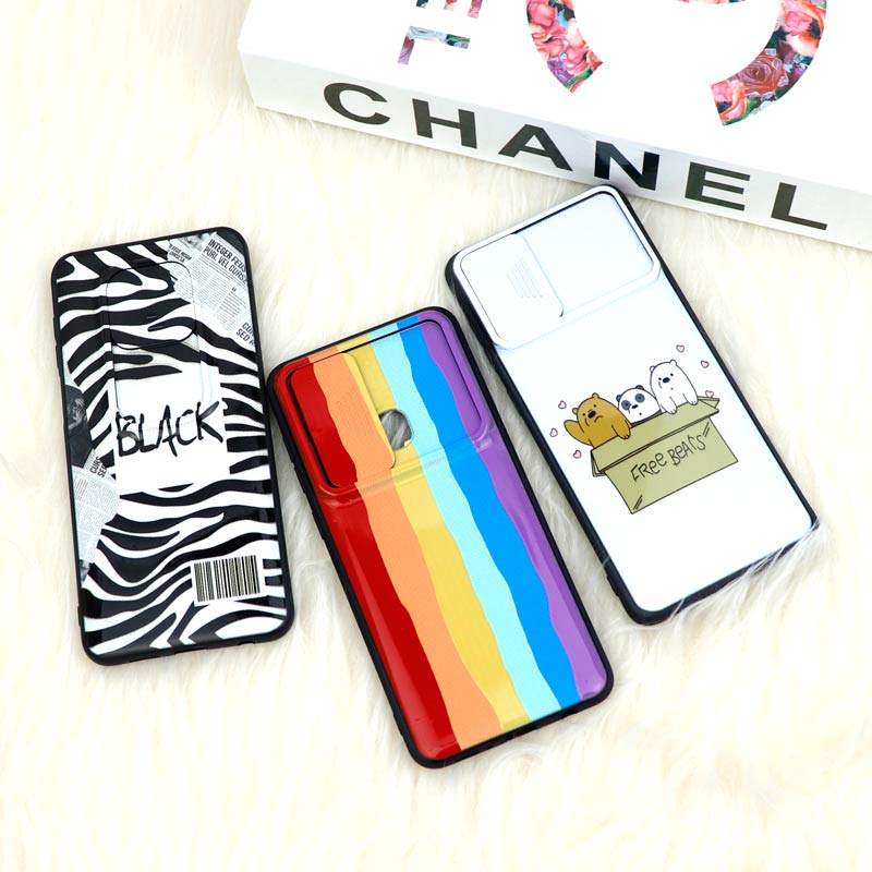 قاب طرحدار محافظ لنز دار کشویی Black شیائومی Redmi Note 10 / Note 10s