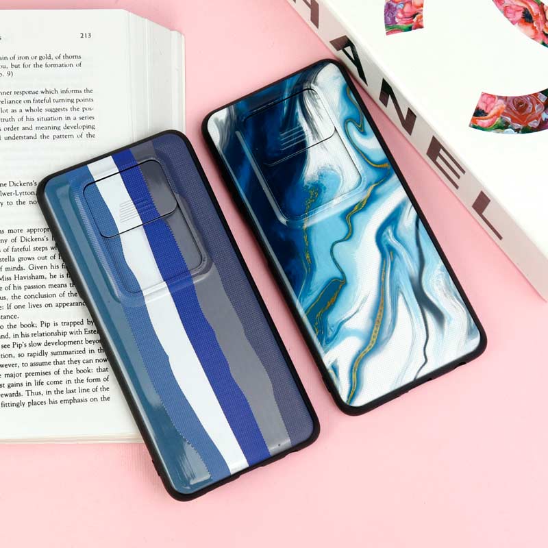 قاب طرحدار محافظ لنز دار کشویی Blue شیائومی Poco X3