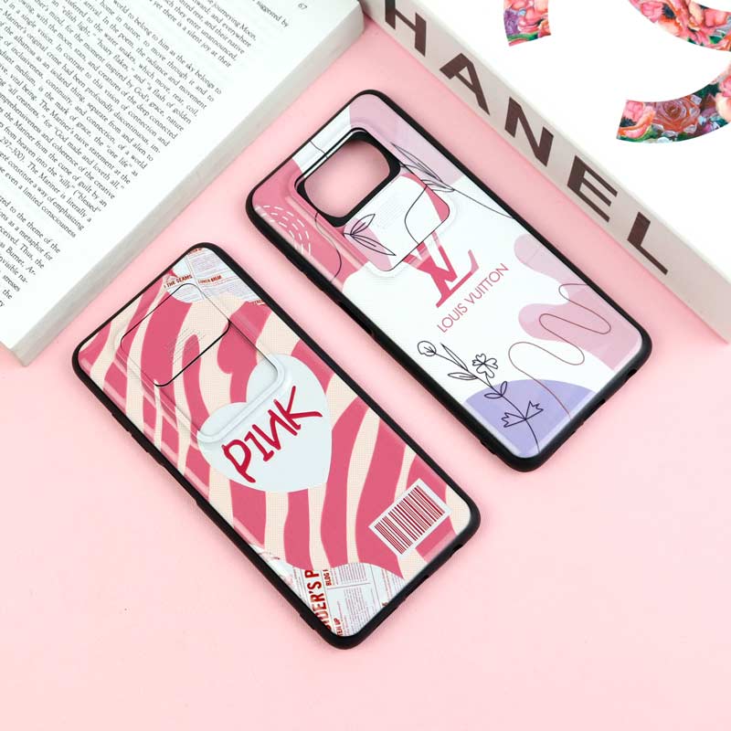 قاب طرحدار محافظ لنز دار کشویی Pink شیائومی Poco X3