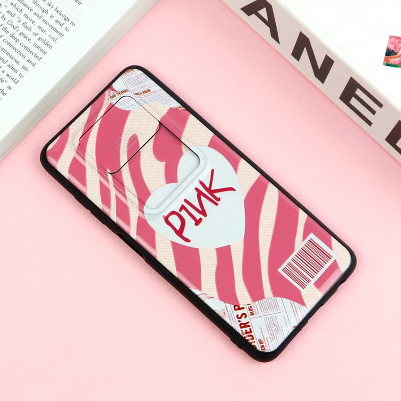 قاب طرحدار محافظ لنز دار کشویی Pink شیائومی Poco X3