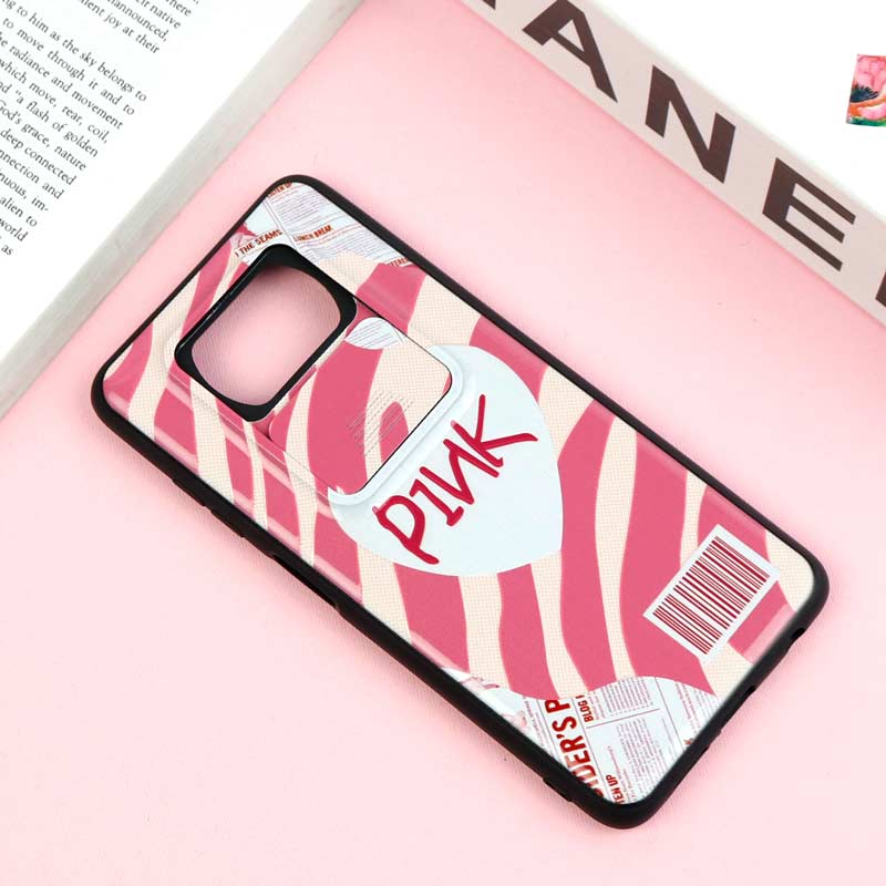 قاب طرحدار محافظ لنز دار کشویی Pink شیائومی Poco X3