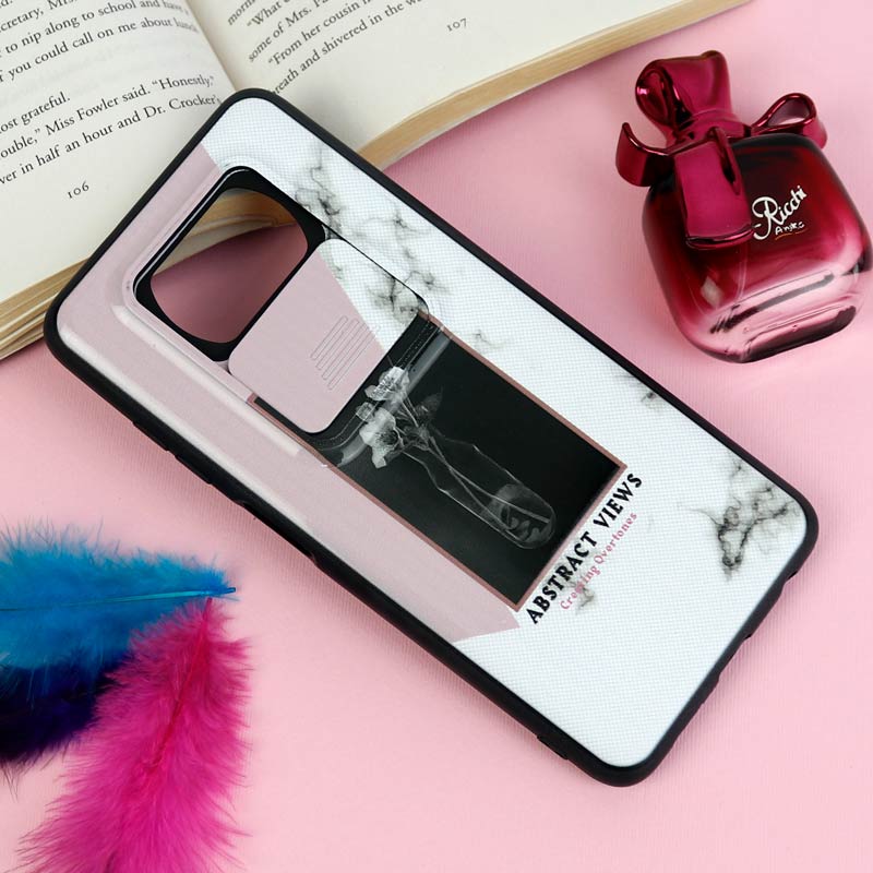 قاب طرحدار محافظ لنز دار کشویی Pink شیائومی Poco X3