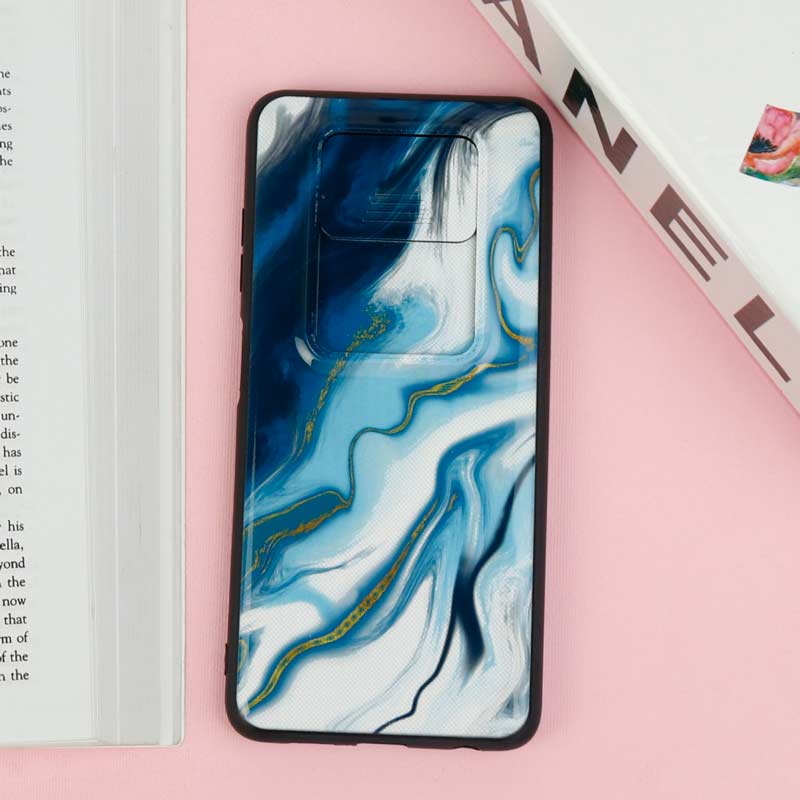 قاب طرحدار محافظ لنز دار کشویی Blue شیائومی Poco X3