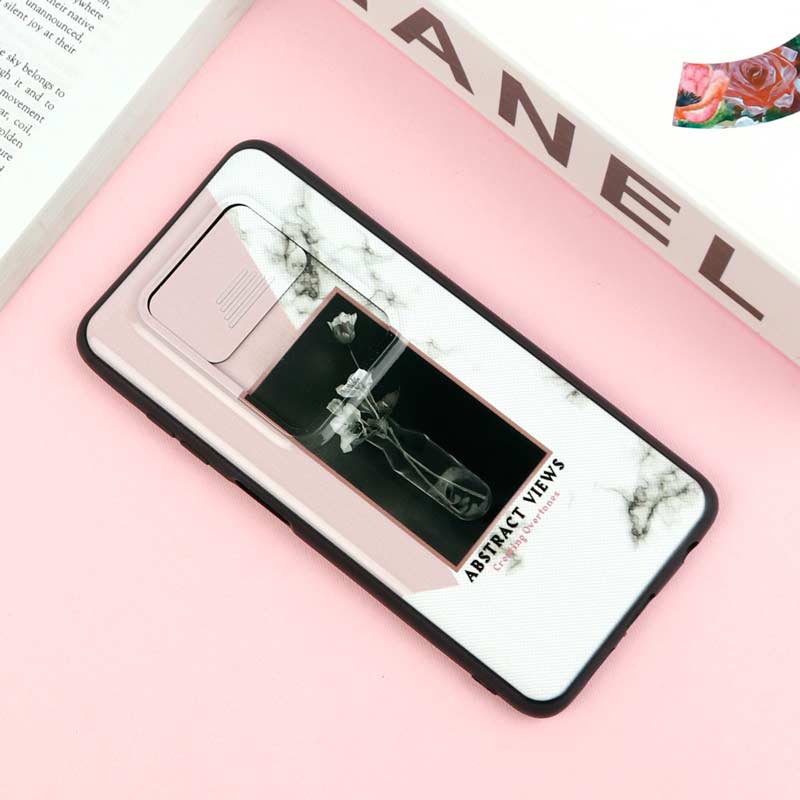 قاب طرحدار محافظ لنز دار کشویی Pink شیائومی Poco X3