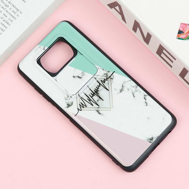 قاب طرحدار محافظ لنز دار کشویی Pink شیائومی Poco X3