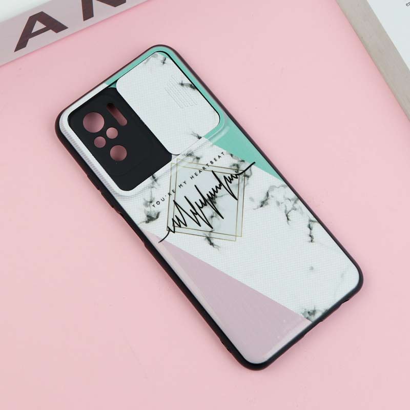 قاب طرحدار محافظ لنز دار کشویی Pink شیائومی Redmi Note 10 / Note 10s