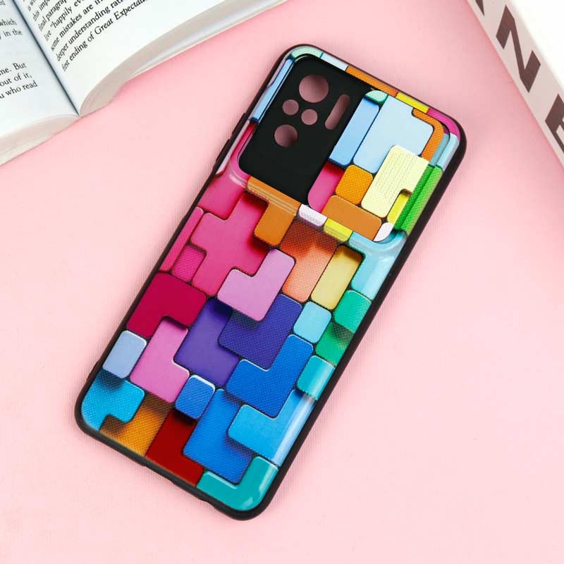 قاب طرحدار محافظ لنز دار کشویی آبرنگی شیائومی Redmi Note 10 / Note 10s