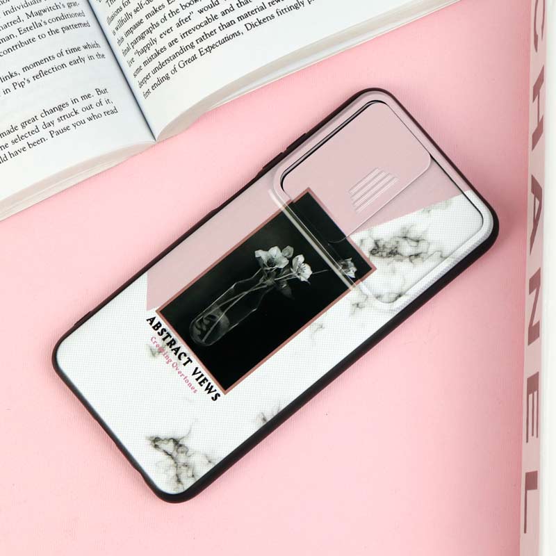 قاب طرحدار محافظ لنز دار کشویی Pink شیائومی Redmi Note 10 / Note 10s