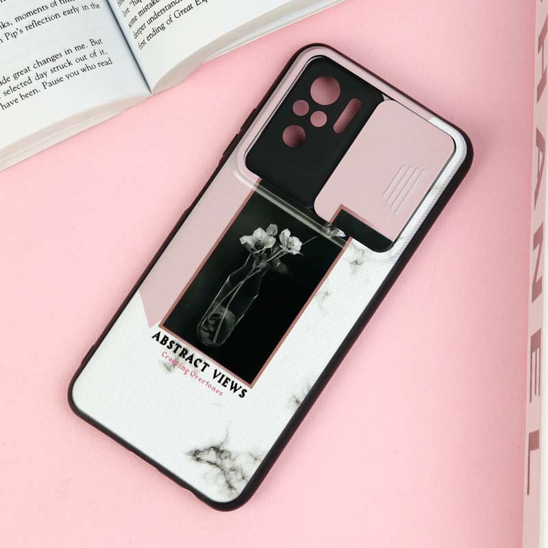 قاب طرحدار محافظ لنز دار کشویی Pink شیائومی Redmi Note 10 / Note 10s