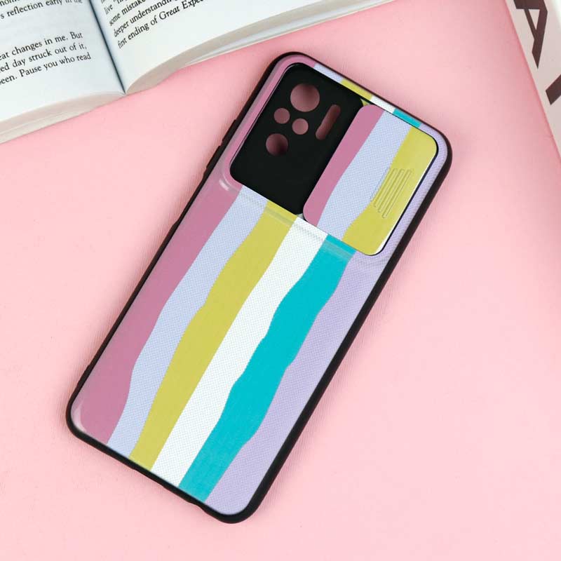 قاب طرحدار محافظ لنز دار کشویی آبرنگی شیائومی Redmi Note 10 / Note 10s