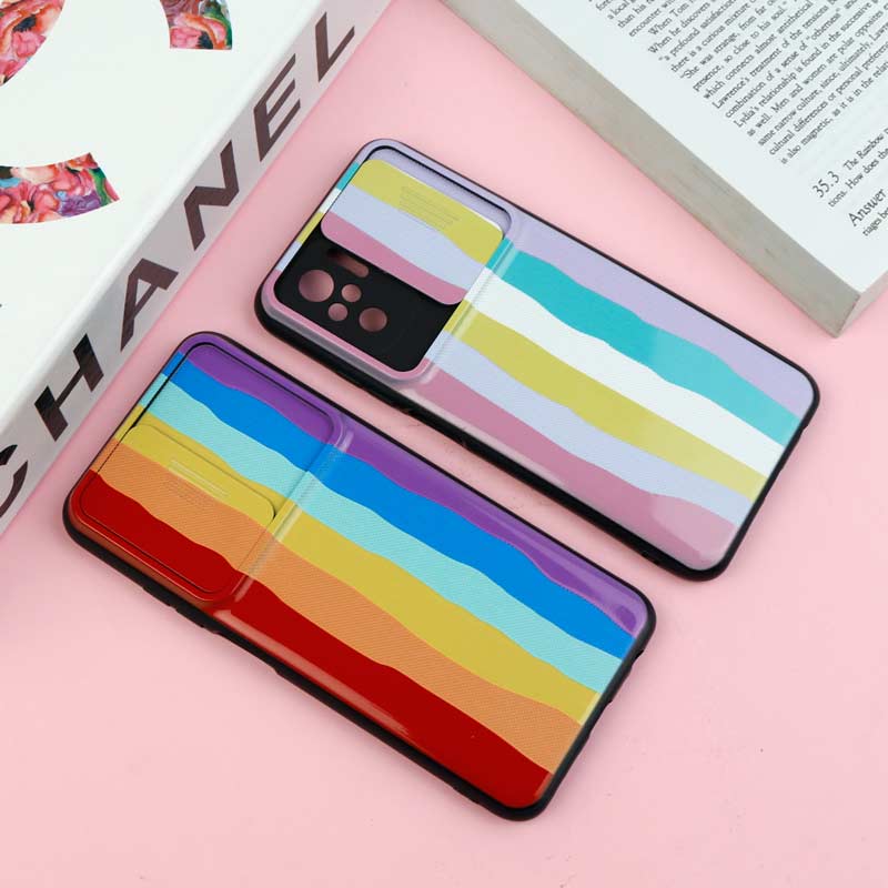 قاب طرحدار محافظ لنز دار کشویی آبرنگی شیائومی Redmi Note 10 / Note 10s