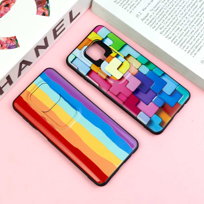 قاب طرحدار محافظ لنز دار کشویی آبرنگی شیائومی Redmi Note 9s / Note 9 Pro