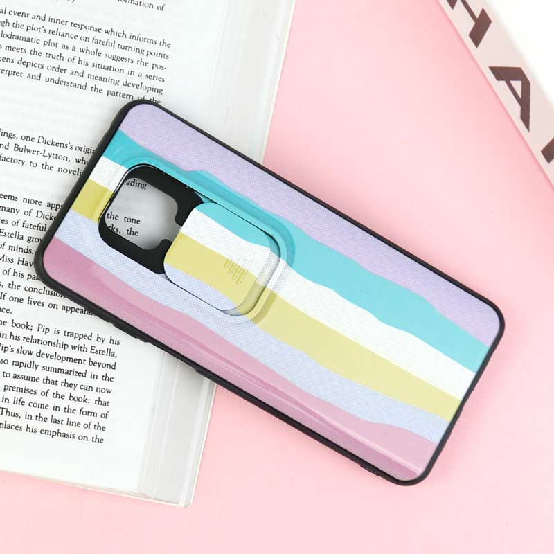 قاب طرحدار محافظ لنز دار کشویی آبرنگی شیائومی Redmi Note 9s / Note 9 Pro