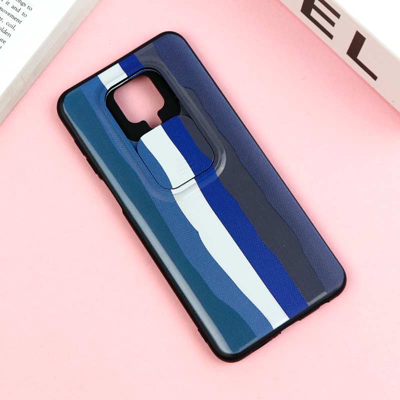 قاب طرحدار محافظ لنز دار کشویی Blue شیائومی Redmi Note 9s / Note 9 Pro