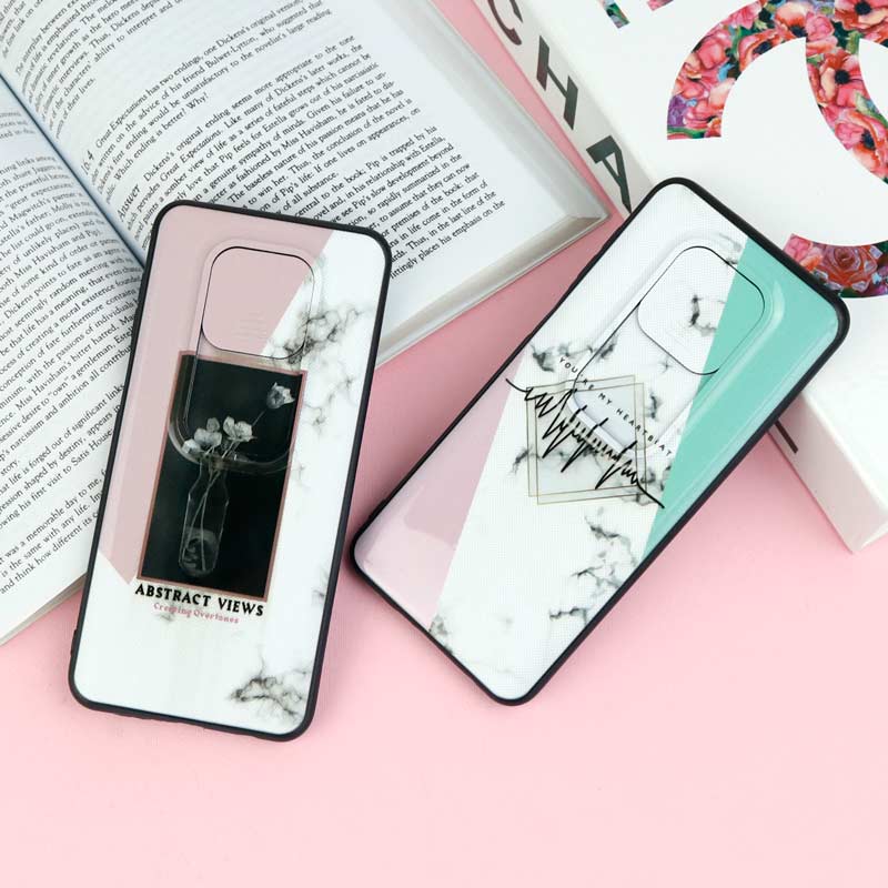 قاب طرحدار محافظ لنز دار کشویی Pink شیائومی Redmi Note 9s / Note 9 Pro