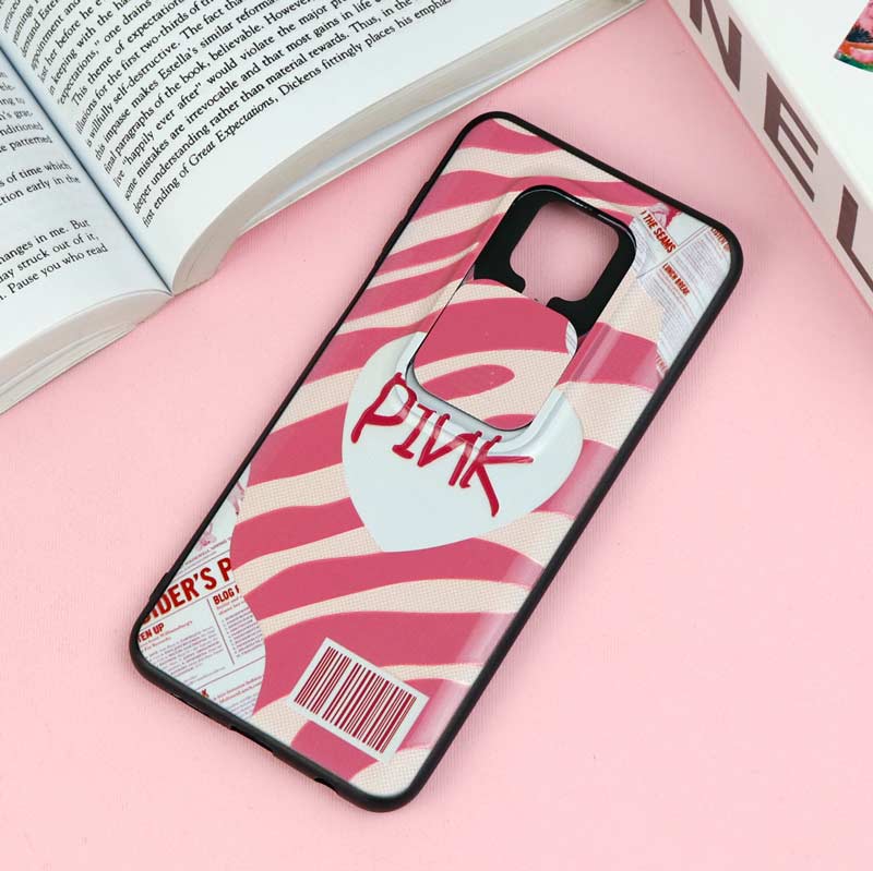 قاب طرحدار محافظ لنز دار کشویی Pink شیائومی Redmi Note 9s / Note 9 Pro