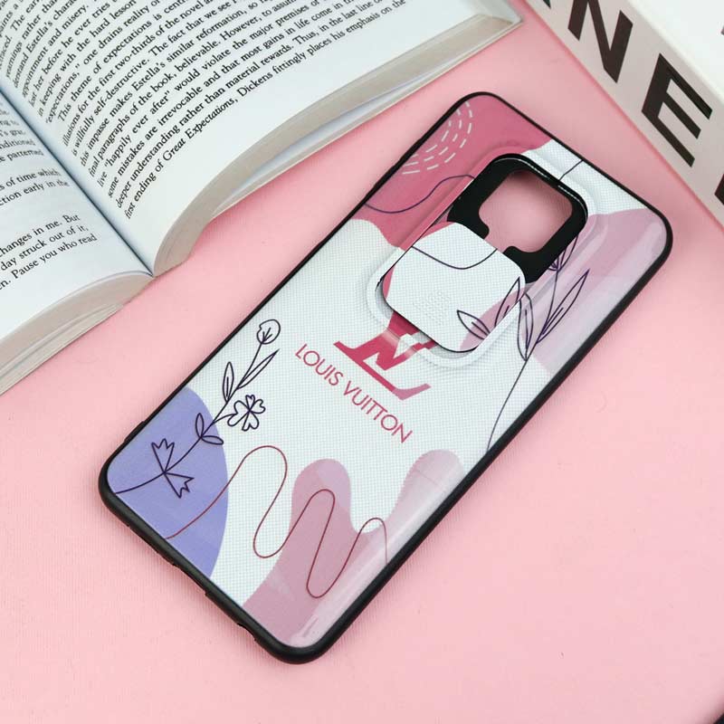 قاب طرحدار محافظ لنز دار کشویی Pink شیائومی Redmi Note 9s / Note 9 Pro