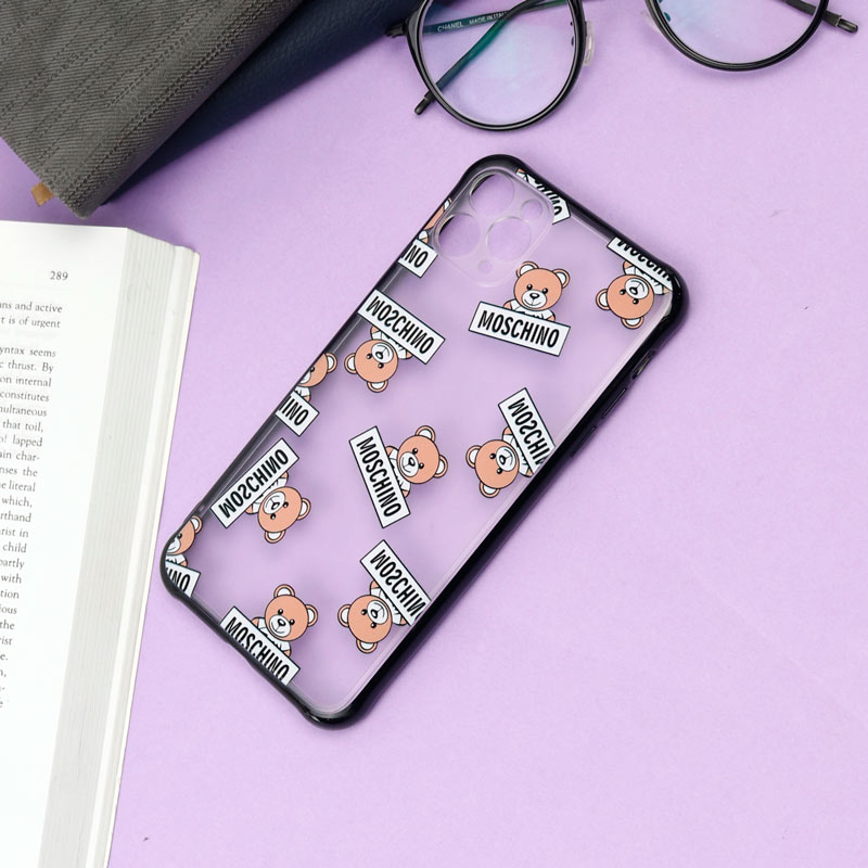 قاب PC مات محافظ لنز دار طرح خرسی آیفون iPhone 11 Pro Max