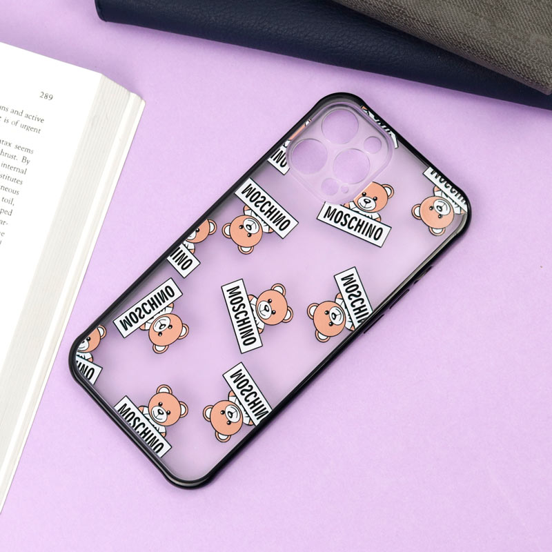 قاب PC مات محافظ لنز دار طرح خرسی آیفون iPhone 12 Pro Max