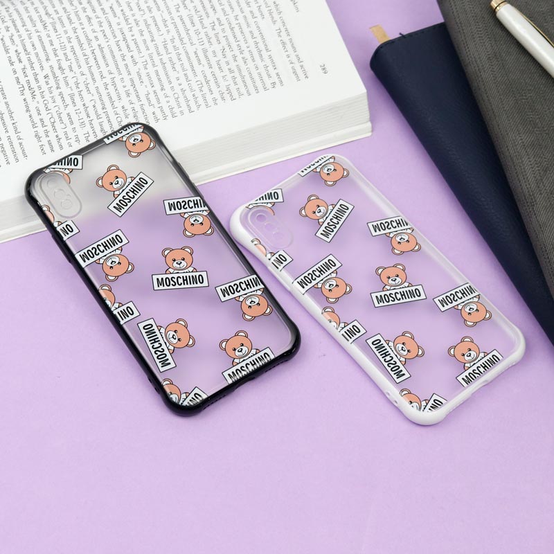 قاب PC مات محافظ لنز دار طرح خرسی آیفون iPhone X/XS