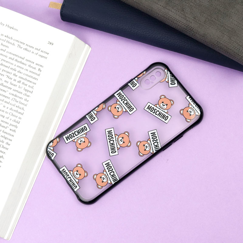 قاب PC مات محافظ لنز دار طرح خرسی آیفون iPhone X/XS