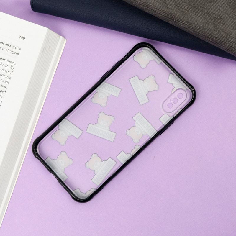 قاب PC مات محافظ لنز دار طرح خرسی آیفون iPhone X/XS