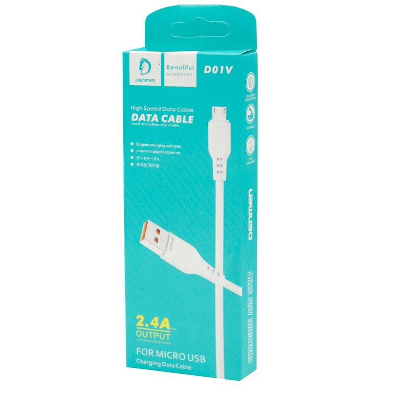 کابل میکرو یو اس بی فست شارژ Denmen D01V 2.4A 1m