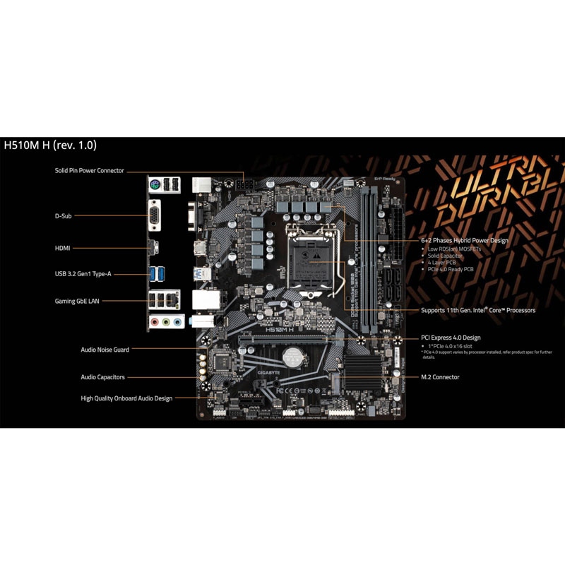 مادربرد گیگابایت H510M-H rev.1.0 DDR4